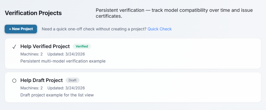 Projects list
